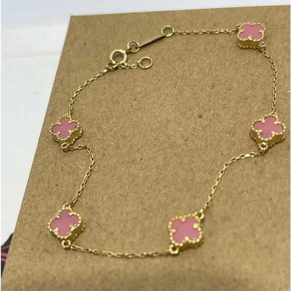 Jewelry - 18 k Pink Clover Bracelet, size 7-7.5 .